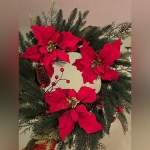 Festive Red Poinsettia Holiday Wreath